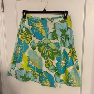 Bandolino Floral A-Line Skirt - Blue, Green, Yellow